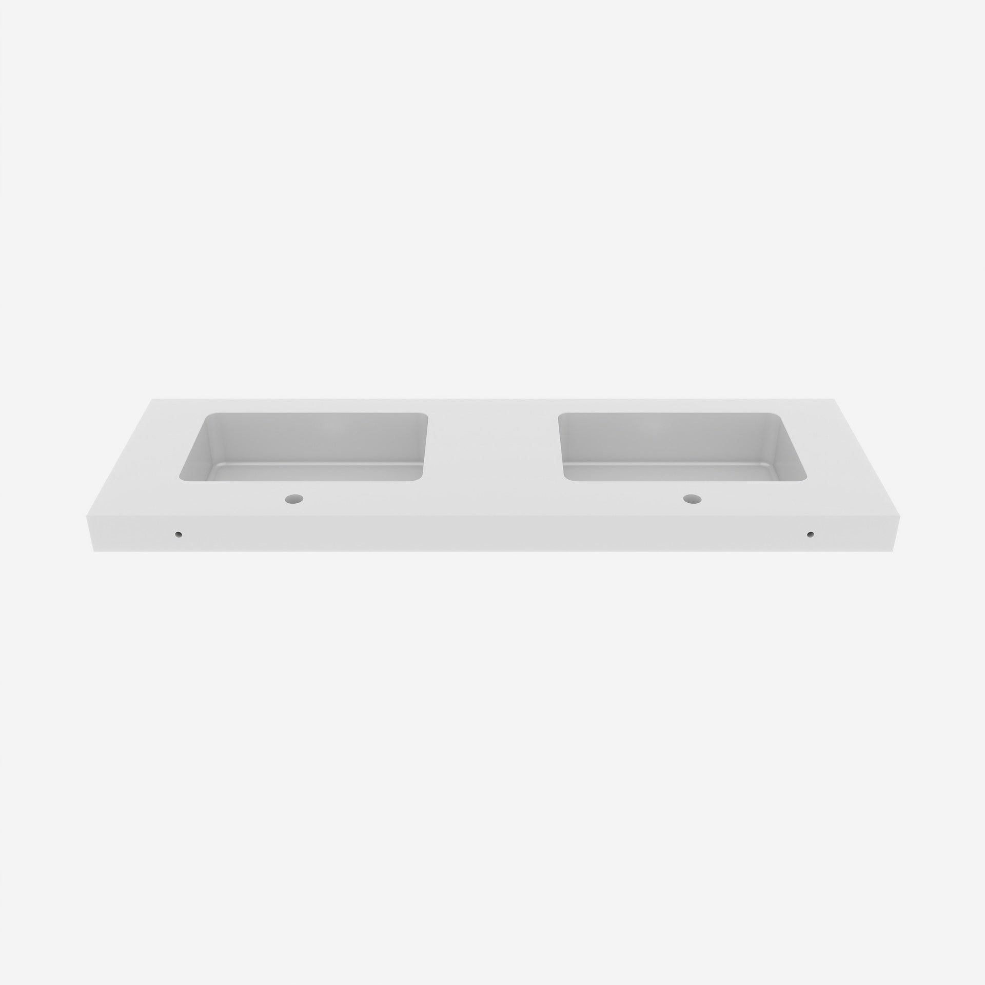 BB02-60-101H-2, Integrated solid surface basin WITHOUT drain and faucet, glossy white color