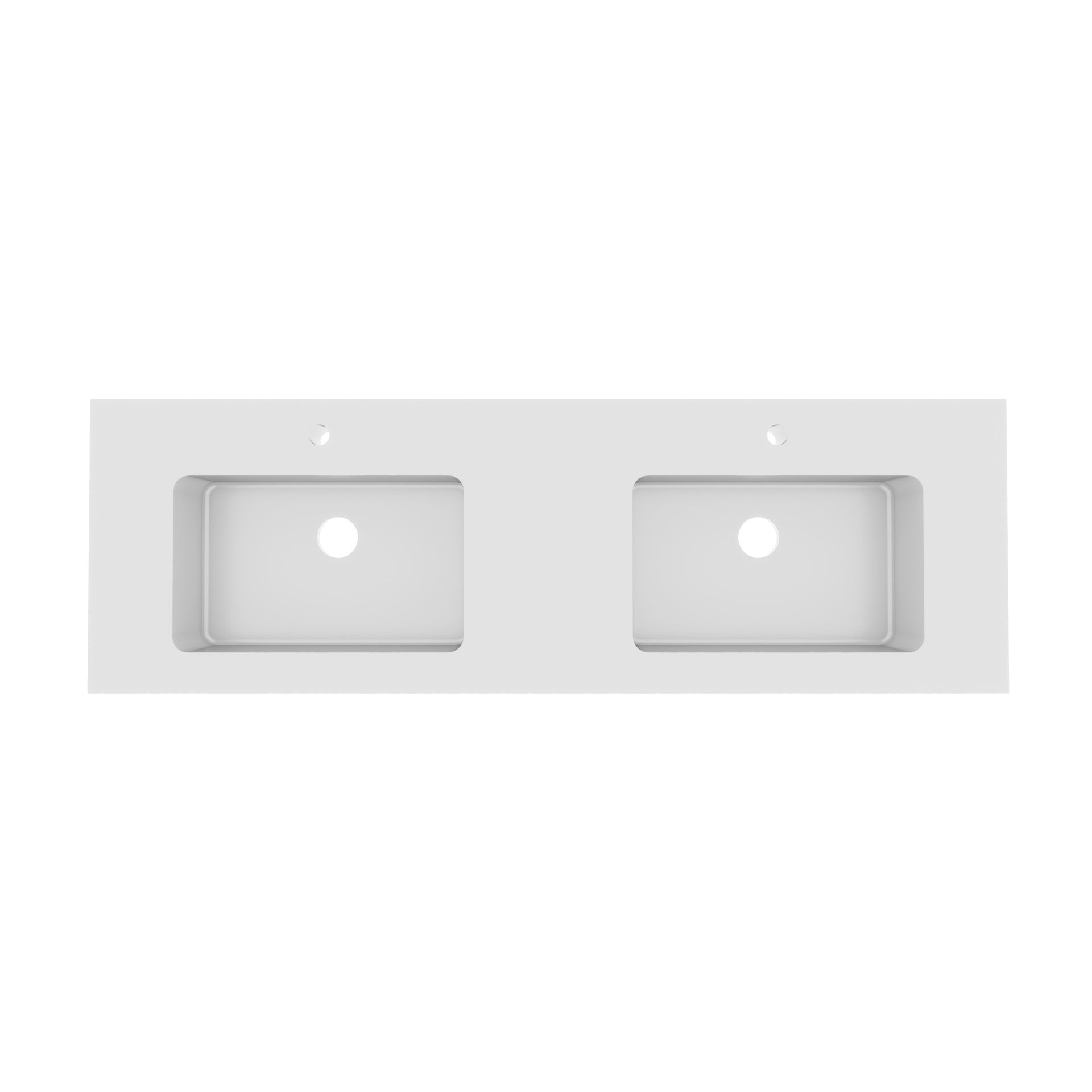 BB02-60-101H-2, Integrated solid surface basin WITHOUT drain and faucet, glossy white color