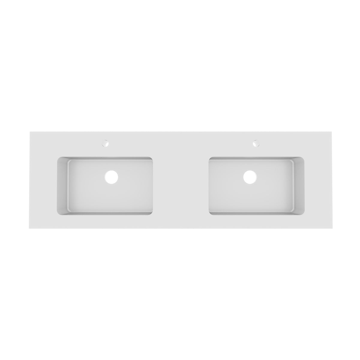 BB02-60-101H-2, Integrated solid surface basin WITHOUT drain and faucet, glossy white color