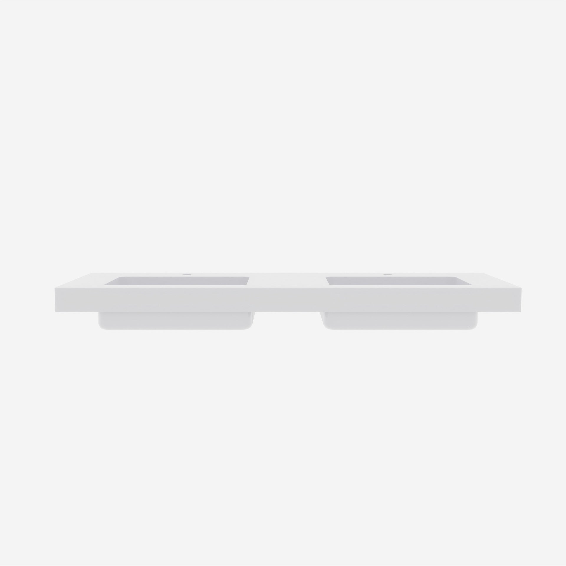 BB02-60-101H-2, Integrated solid surface basin WITHOUT drain and faucet, glossy white color
