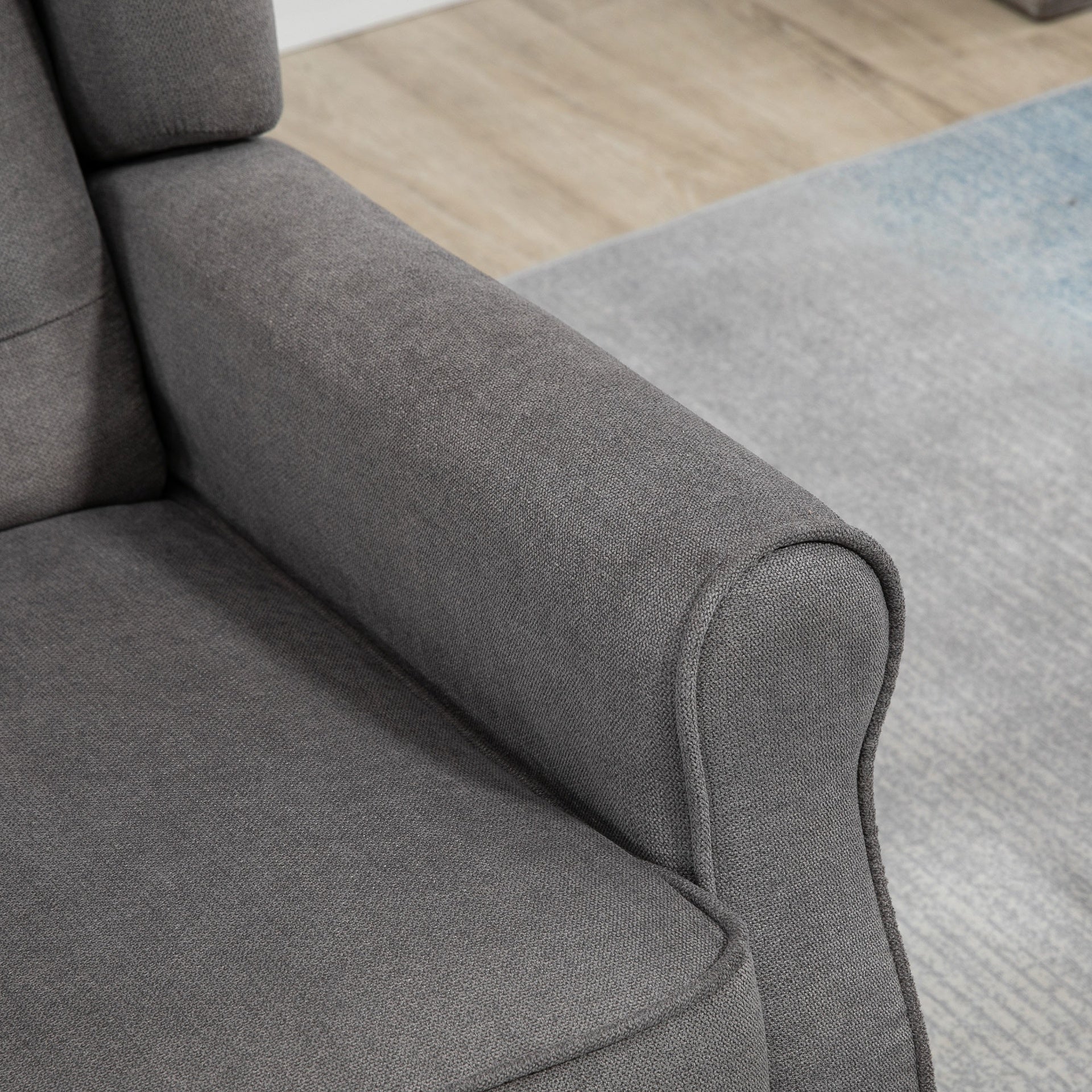 Modern accent Chair , Button-Tufted  with Round Armrests and Wood Legs, Dark Gray