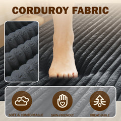 Modern Floor Sofa with 2 Pillows,Convertible Corduroy Fabric Foam-Filled Sleeper Sofa Bed,15" Twin Size Folding Mattress for Living Room,Guest Bed,Playroom,no assembly required,Dark Grey