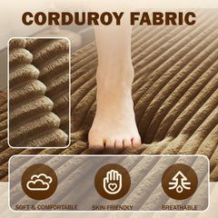 Modern Floor Sofa with 2 Pillows,Convertible Corduroy Fabric Foam-Filled Sleeper Sofa Bed,15" Twin Size Folding Mattress for Living Room,Guest Bed,Playroom,no assembly required, Coffee