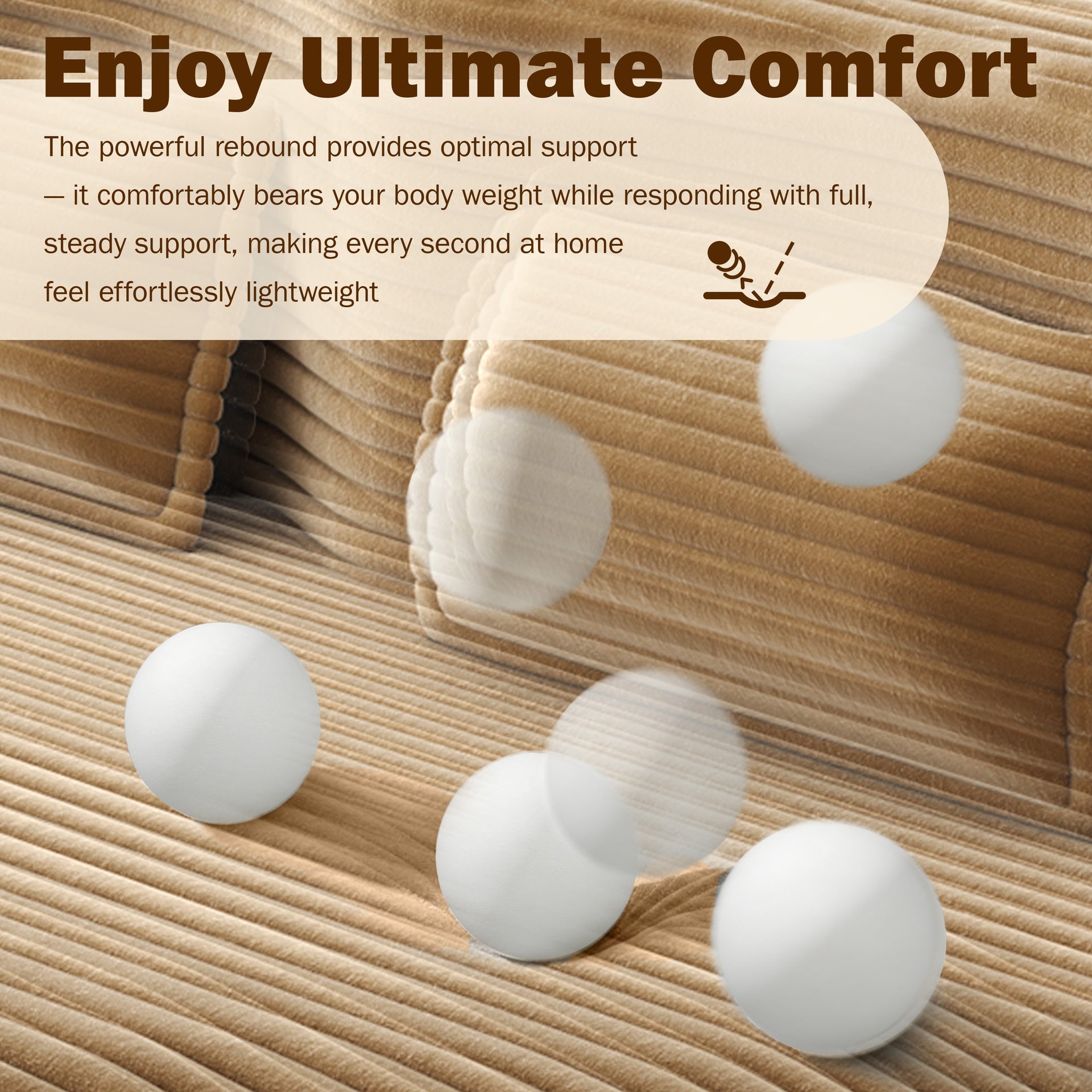 Modern Floor Sofa with 2 Pillows,Convertible Corduroy Fabric Foam-Filled Sleeper Sofa Bed,15" Twin Size Folding Mattress for Living Room,Guest Bed,Playroom,no assembly required, Coffee