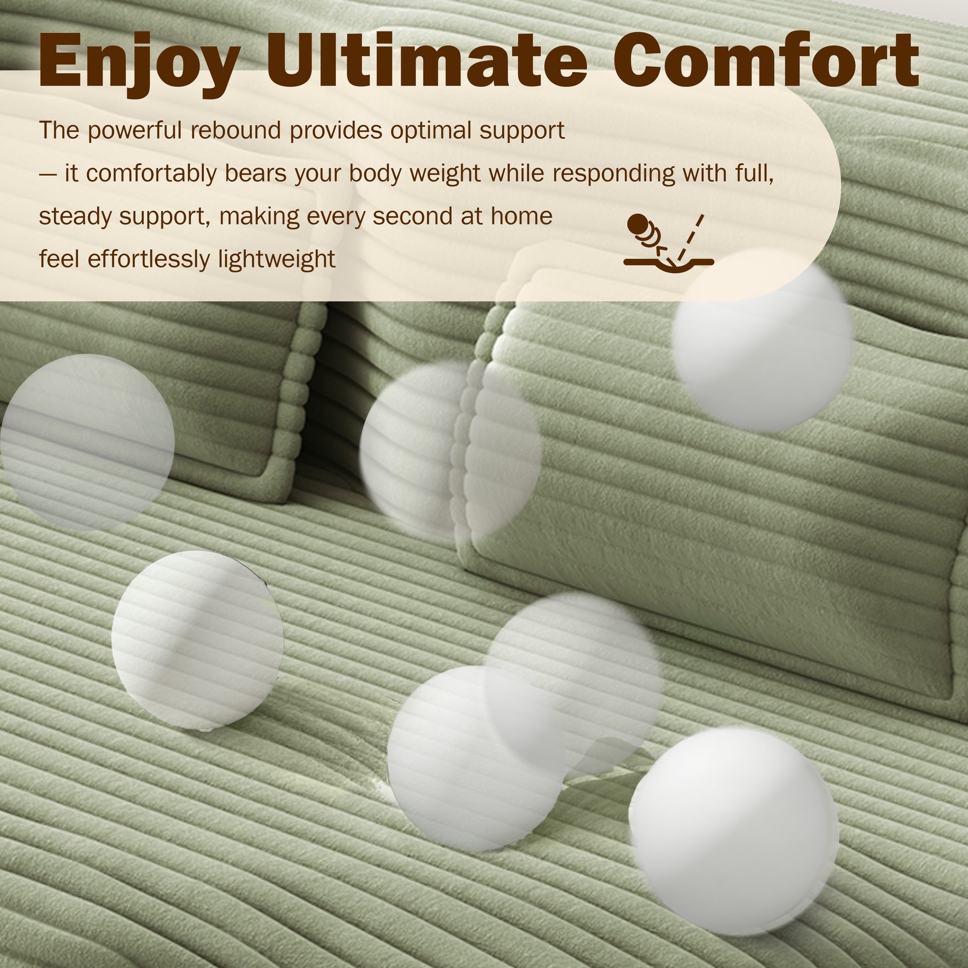 Modern Floor Sofa with 2 Pillows,Convertible Corduroy Fabric Foam-Filled Sleeper Sofa Bed,15" Twin Size Folding Mattress for Living Room,Guest Bed,Playroom,no assembly required, Green