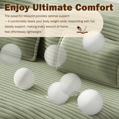 Modern Floor Sofa with 2 Pillows,Convertible Corduroy Fabric Foam-Filled Sleeper Sofa Bed,15" Twin Size Folding Mattress for Living Room,Guest Bed,Playroom,no assembly required, Green