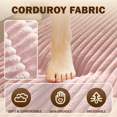 Modern Floor Sofa with 2 Pillows,Convertible Corduroy Fabric Foam-Filled Sleeper Sofa Bed,15" Twin Size Folding Mattress for Living Room,Guest Bed,Playroom,no assembly required,Baby Pink