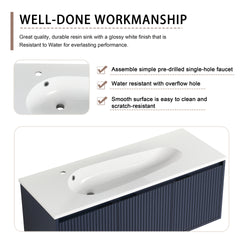 48" Floating Bathroom Vanity with Drop-Shaped Resin Sink