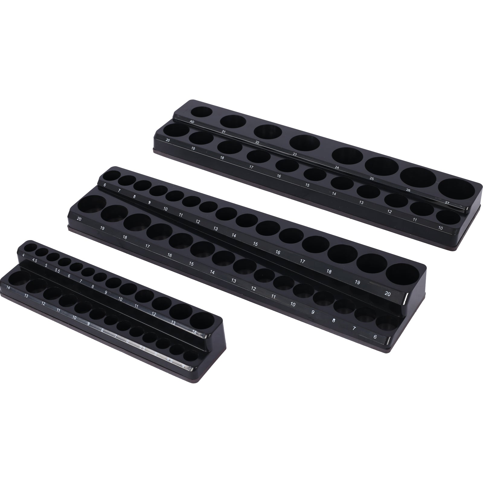 3 Piece metric Magnetic Socket Organizers, Socket Organizers for Toolboxes, Socket Organizer, Magnetic Socket Holder, Black Tool Box Organizer.3set,black,Metric