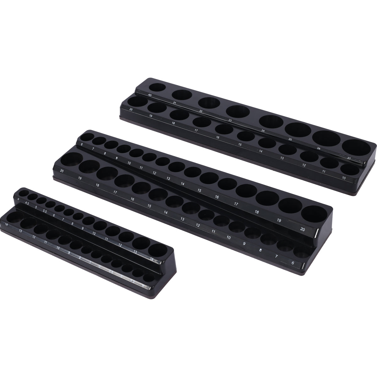 3 Piece metric Magnetic Socket Organizers, Socket Organizers for Toolboxes, Socket Organizer, Magnetic Socket Holder, Black Tool Box Organizer.3set,black,Metric