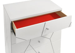 Manhattan Chest – Lacquer Finish with Geometric Design and Spacious Drawers for Modern Storage White same as B009P309296 (CA inventory)
