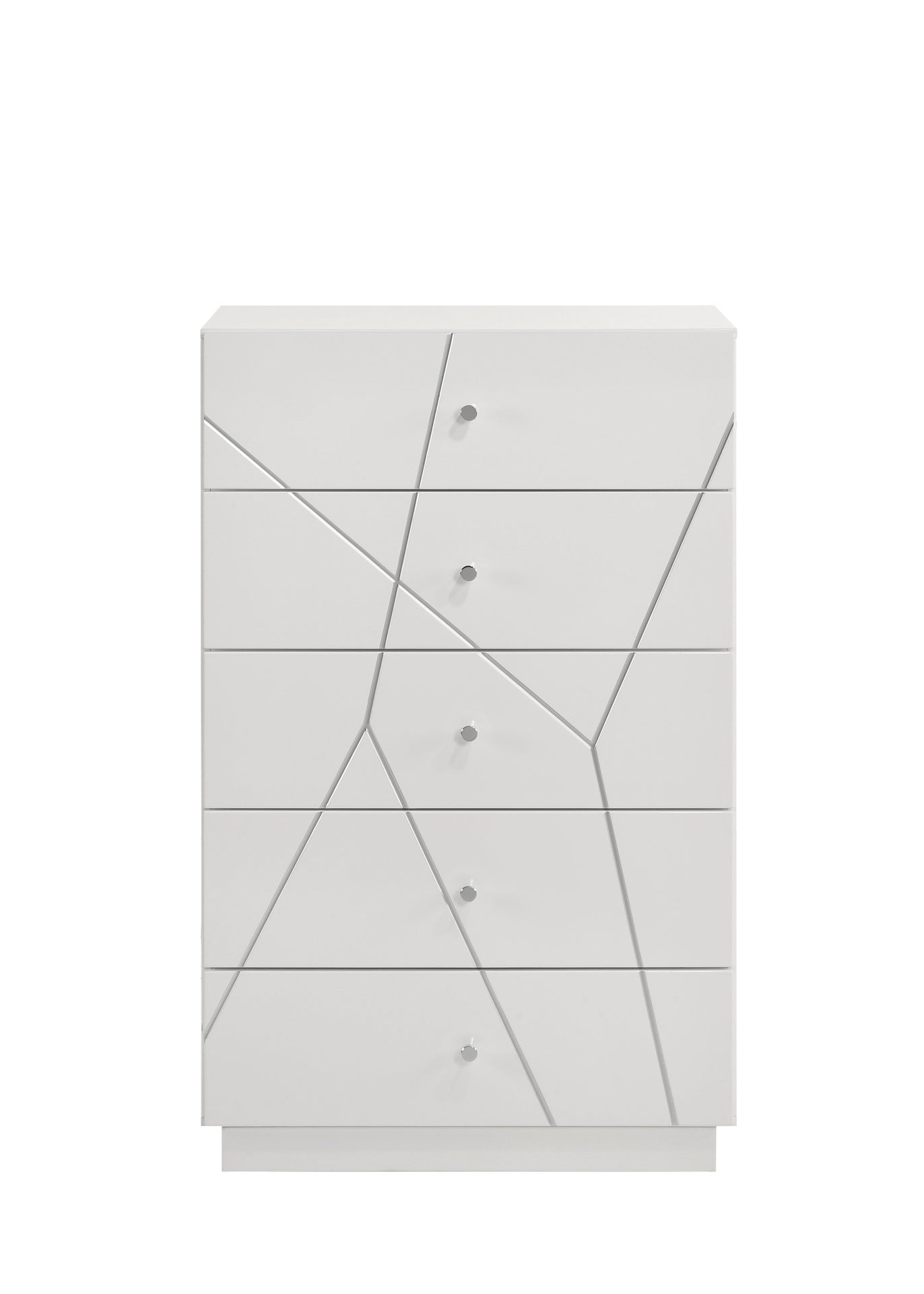 Manhattan Chest – Lacquer Finish with Geometric Design and Spacious Drawers for Modern Storage White same as B009P309296 (CA inventory)