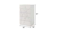 Manhattan Chest – Lacquer Finish with Geometric Design and Spacious Drawers for Modern Storage White same as B009P309296 (CA inventory)