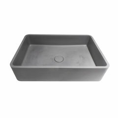 19.68'' Concrete Vessel Rectangular Modern Gray Bathroom Sink