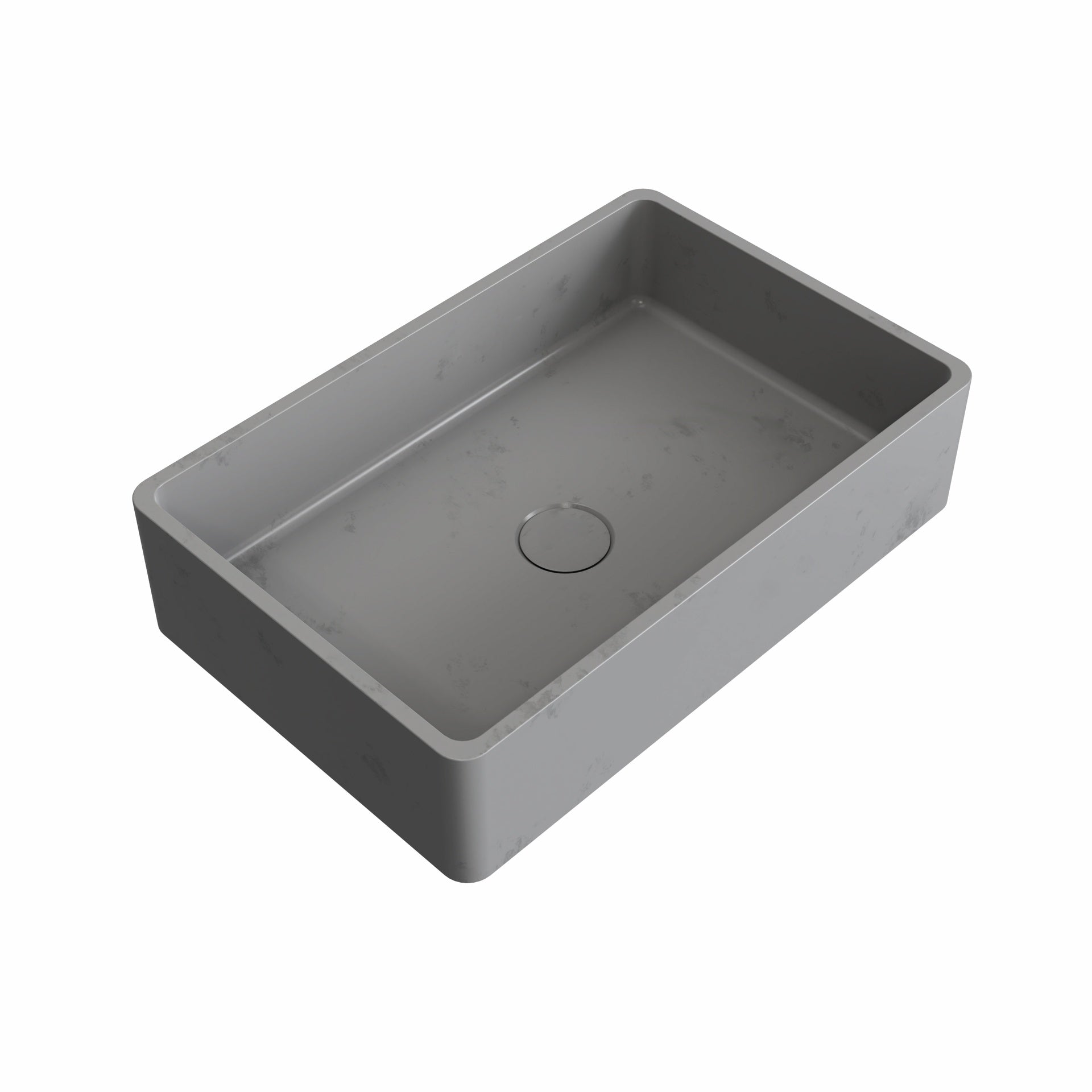 19.68'' Concrete Vessel Rectangular Modern Gray Bathroom Sink