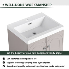 24" Freestanding Bathroom Vanity with White Resin Sink  & 2 Soft-Close Cabinet Doors (KD-Packing)