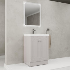 24" Freestanding Bathroom Vanity with White Resin Sink  & 2 Soft-Close Cabinet Doors (KD-Packing)