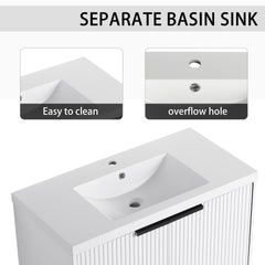 36" Wall Mounted Bathroom Vanity with Resin Sink & 2 Soft-Close Doors (KD-Packing)