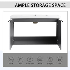 36" Wall Mounted Bathroom Vanity with Resin Sink & 2 Soft-Close Doors (KD-Packing)