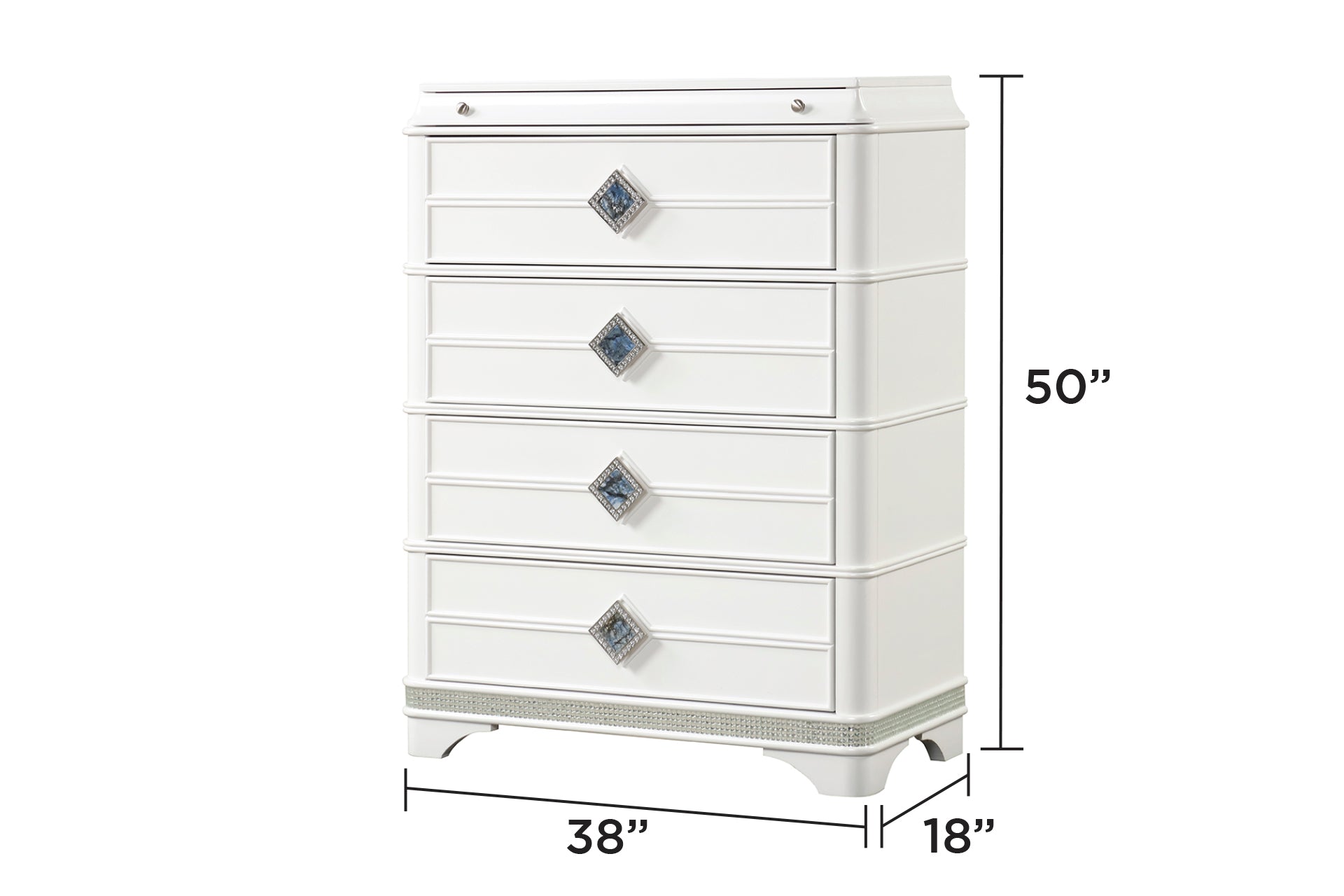 Laguna Modern Style 5 Pc Queen Upholstered Bedroom Set Made with Wood and Crystal Accents in White(CA INVENTORY)