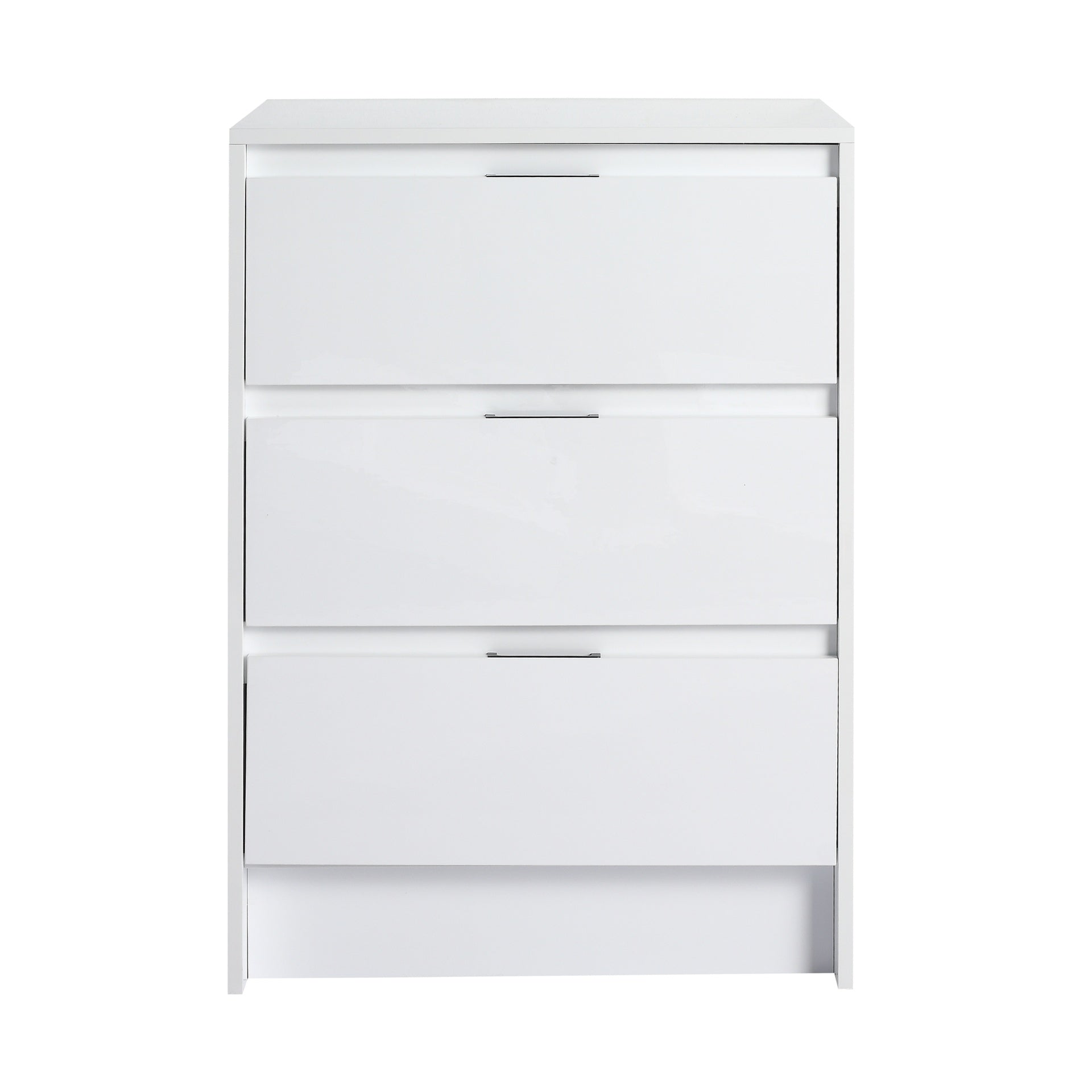 24" Freestanding Bathroom Storage Cabinet, 3-Soft Close Drawer, Glossy White,(KD-Packing)