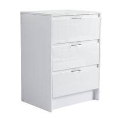 24" Freestanding Bathroom Storage Cabinet, 3-Soft Close Drawer, Glossy White,(KD-Packing)