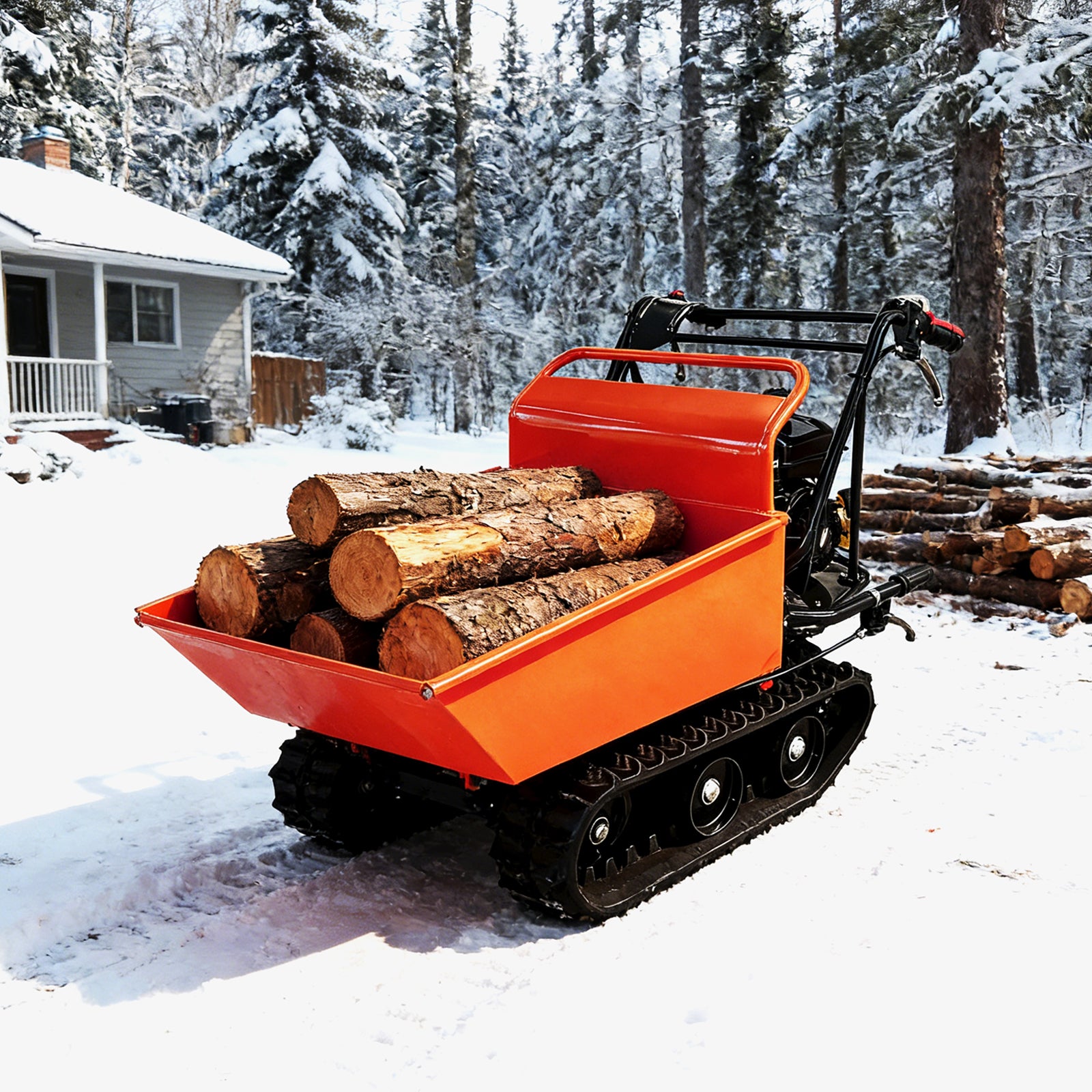 660 lb. Loading Capacity Track Barrow, Gas Powered, Welded Bucket, , Briggs & Stratton CR950,208cc 6.5HP, 3F+1R