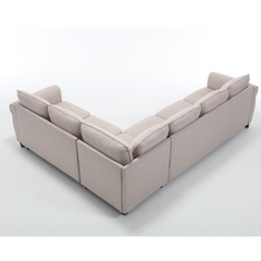 [NEW ARRIVED] [VIDEO PROVIDED] Sleeper Sofa, 2 in 1 Pull Out Couch Bed,6 seater sofa bed, L Shaped Sleeper Sectional Sofa Couch,Riveted sofa,104'' Large combined sofa Bed in living room,  BEIGE
