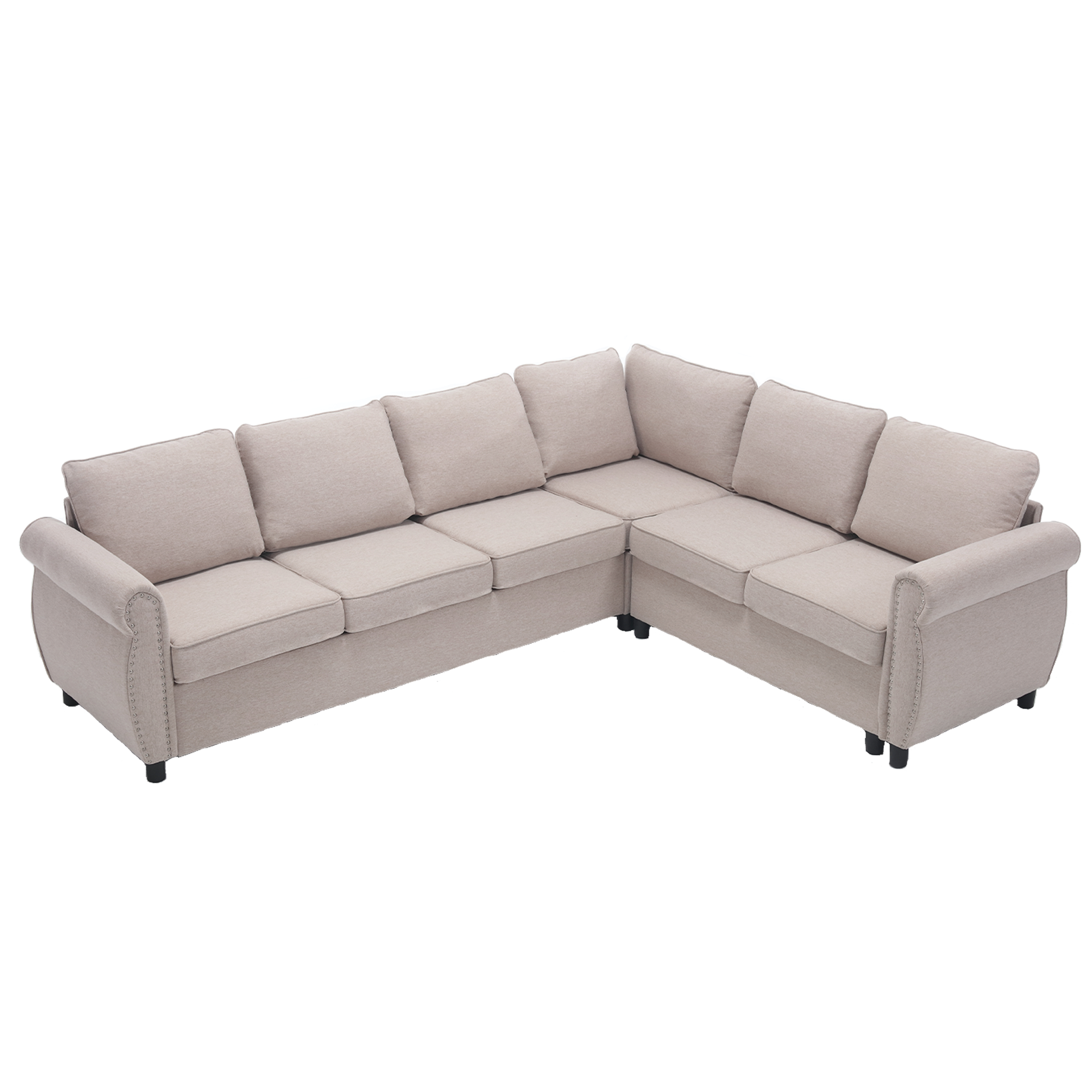 [NEW ARRIVED] [VIDEO PROVIDED] Sleeper Sofa, 2 in 1 Pull Out Couch Bed,6 seater sofa bed, L Shaped Sleeper Sectional Sofa Couch,Riveted sofa,104'' Large combined sofa Bed in living room,  BEIGE
