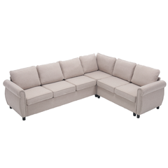 [NEW ARRIVED] [VIDEO PROVIDED] Sleeper Sofa, 2 in 1 Pull Out Couch Bed,6 seater sofa bed, L Shaped Sleeper Sectional Sofa Couch,Riveted sofa,104'' Large combined sofa Bed in living room,  BEIGE