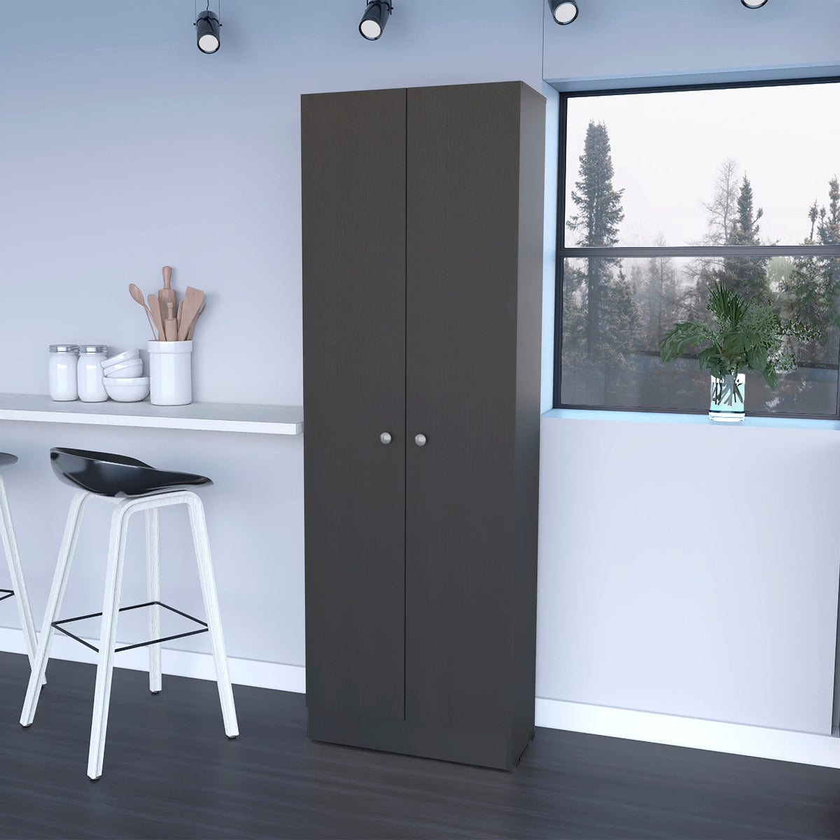 Virginia Double Door Storage Cabinet, Five Shelves