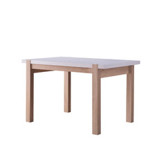 Dining Table Solid Wood Four Leg Posts Two Tone Color Thick Sturdy Hollow Core Construction Table Top