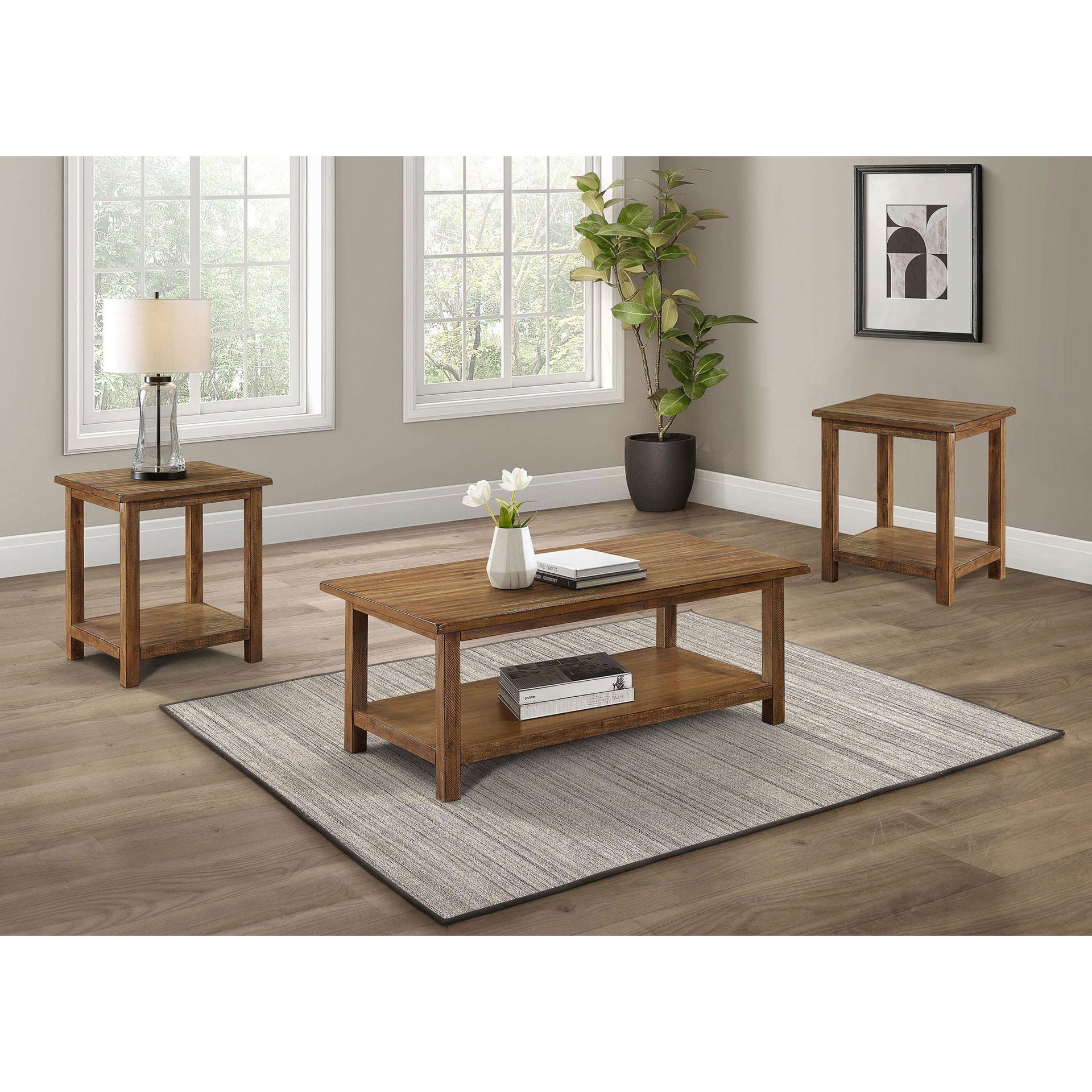 Castleton Distressed Brown 3-piece Coffee and End Table Set