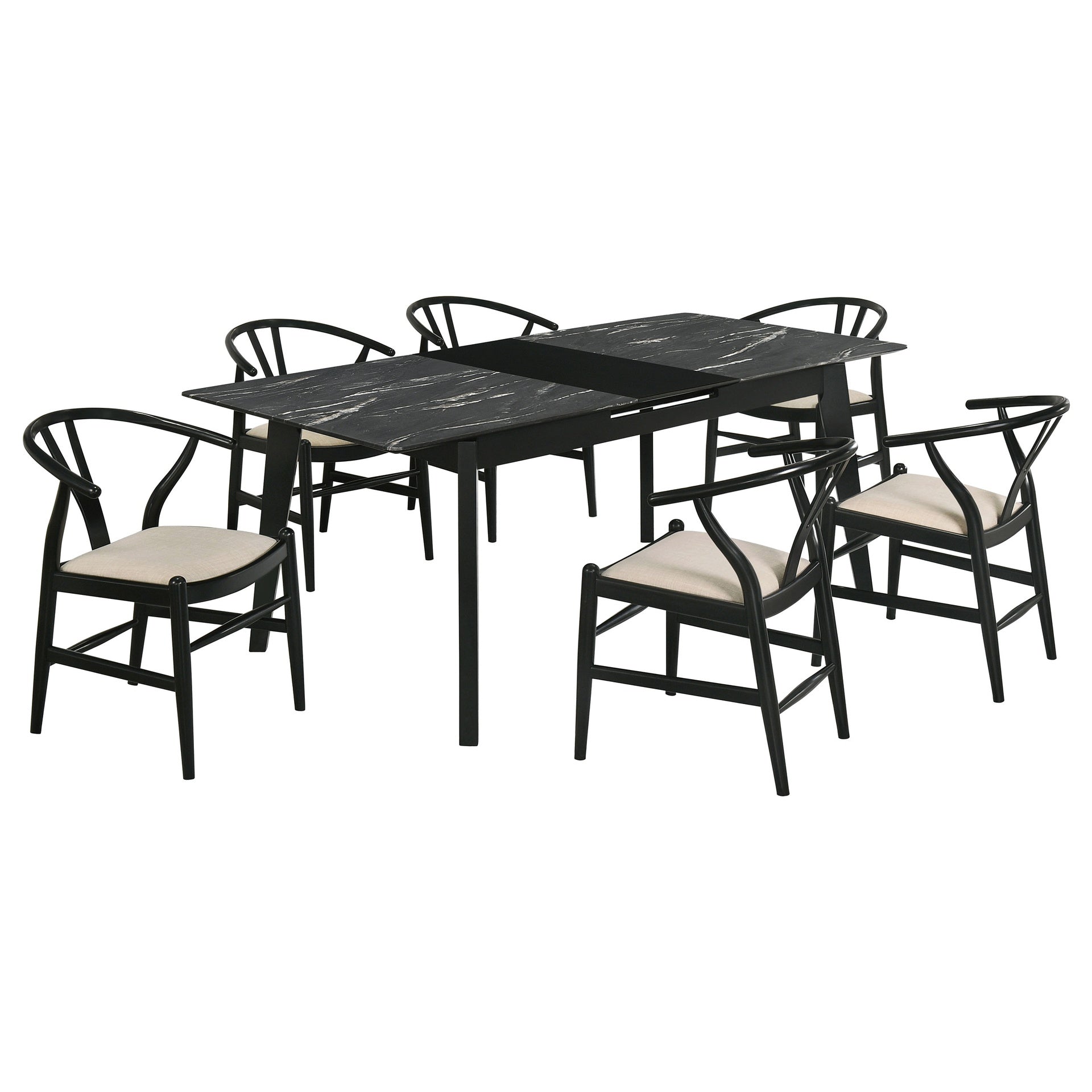 Spivey Black 7-piece Extension Leaf Dining Table Set