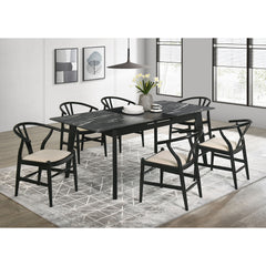 Spivey Black 7-piece Extension Leaf Dining Table Set