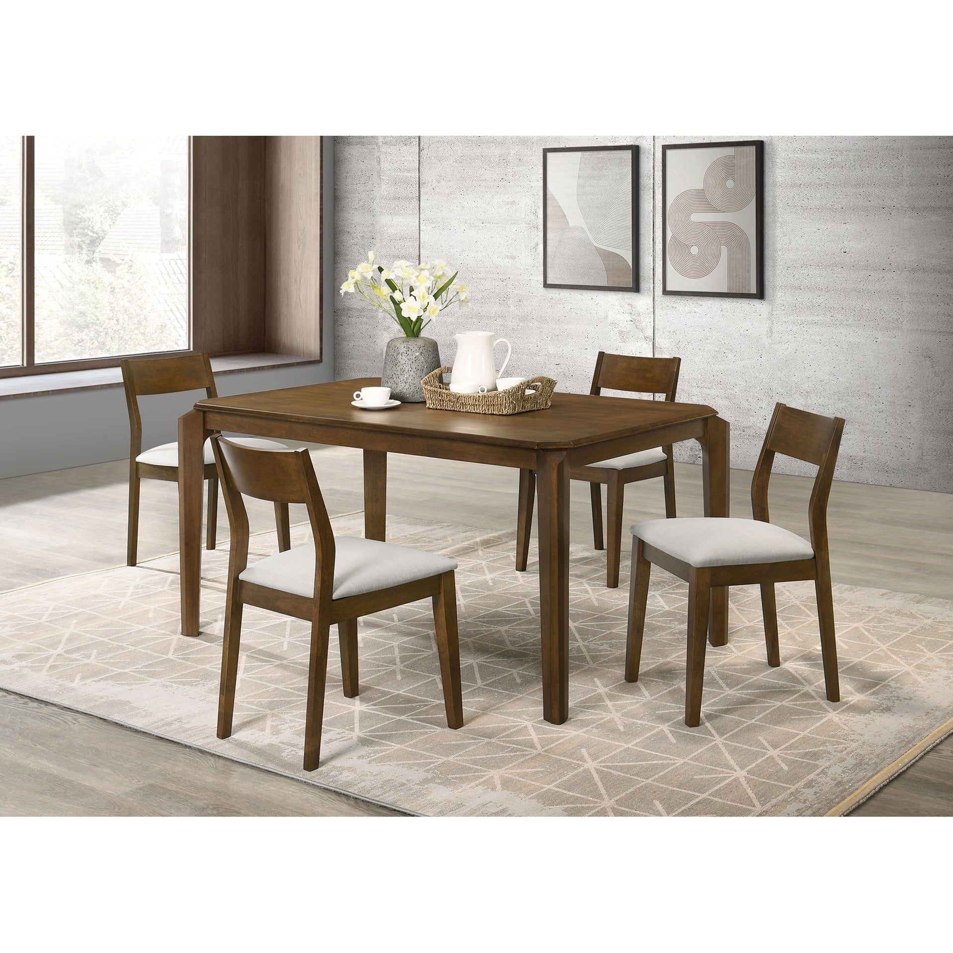 Warren Dark Brown 5-piece Rectangular Dining Set