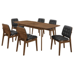 Draper Natural Walnut and Black 7-piece Rectangular Dining Set