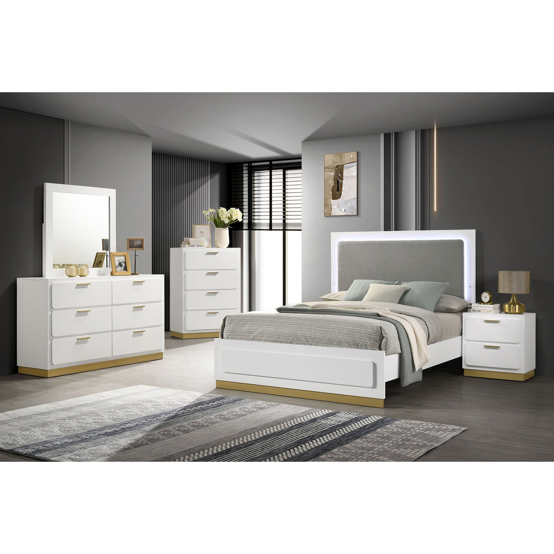 Sophia White 5-piece Eastern King Bedroom Set