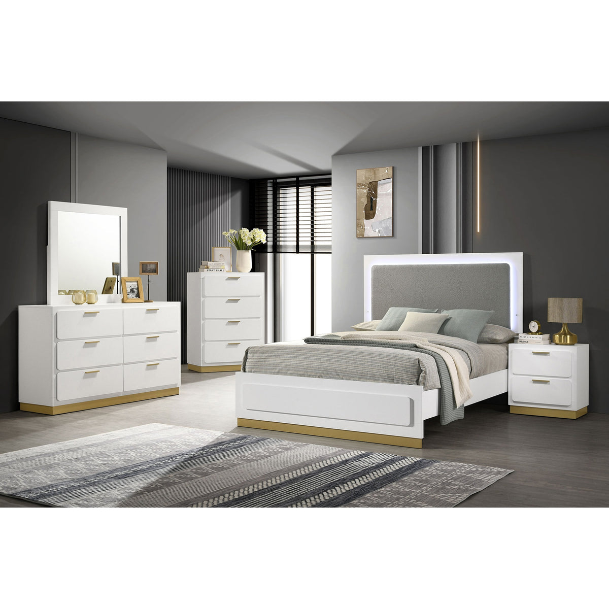 Sophia White 5-piece Eastern King Bedroom Set