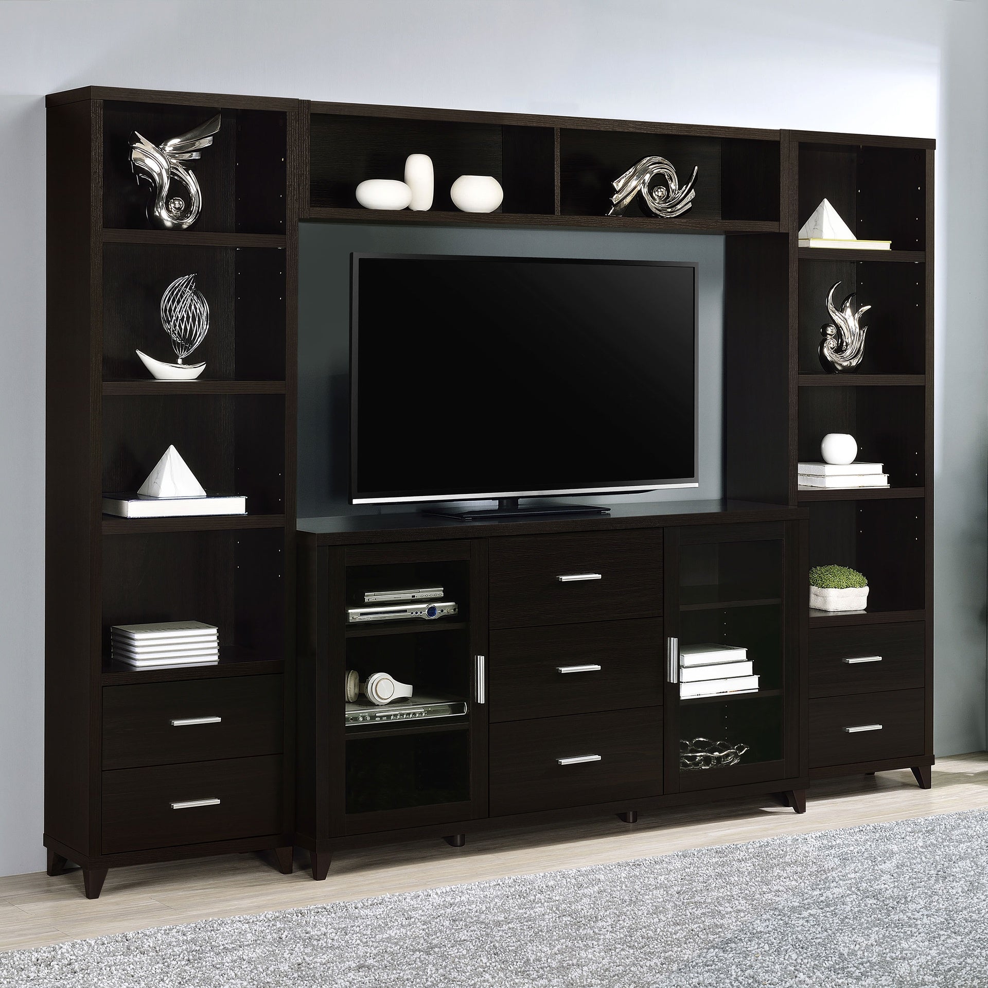 Barnaby Cappuccino 4-piece Rectangular Entertainment Center