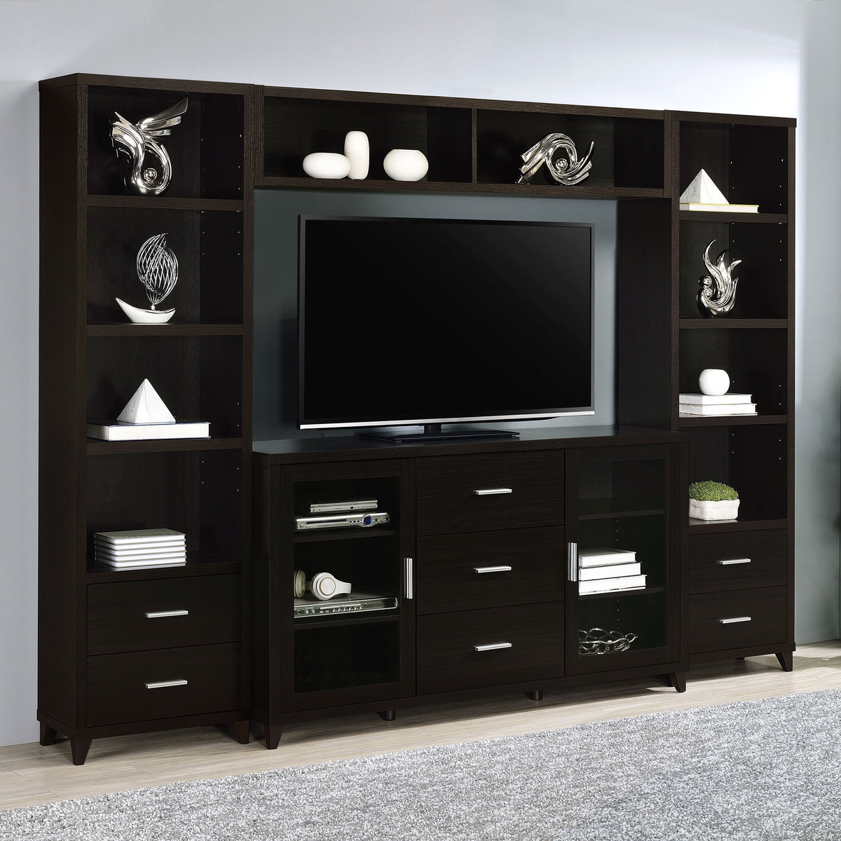 Barnaby Cappuccino 4-piece Rectangular Entertainment Center