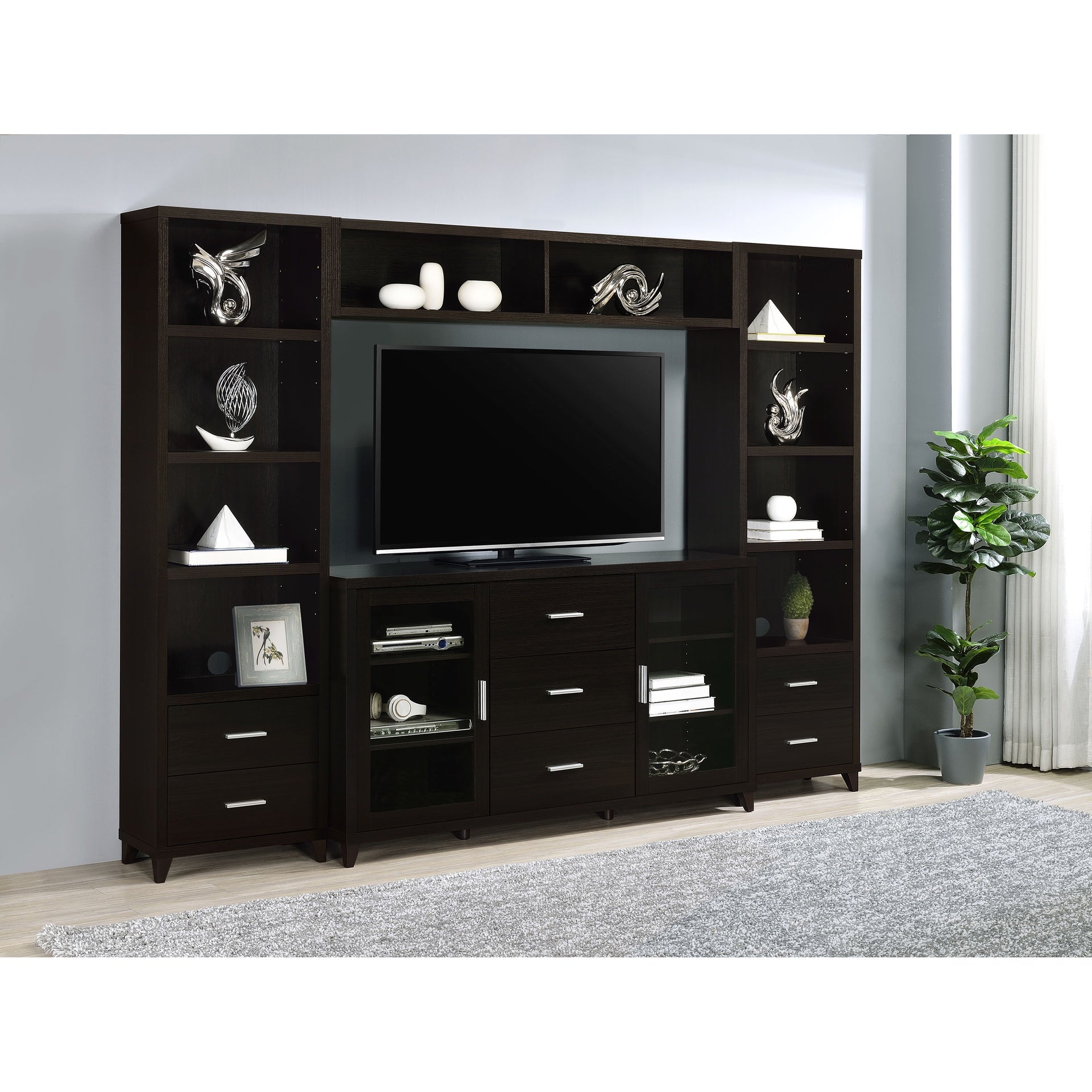 Barnaby Cappuccino 4-piece Rectangular Entertainment Center