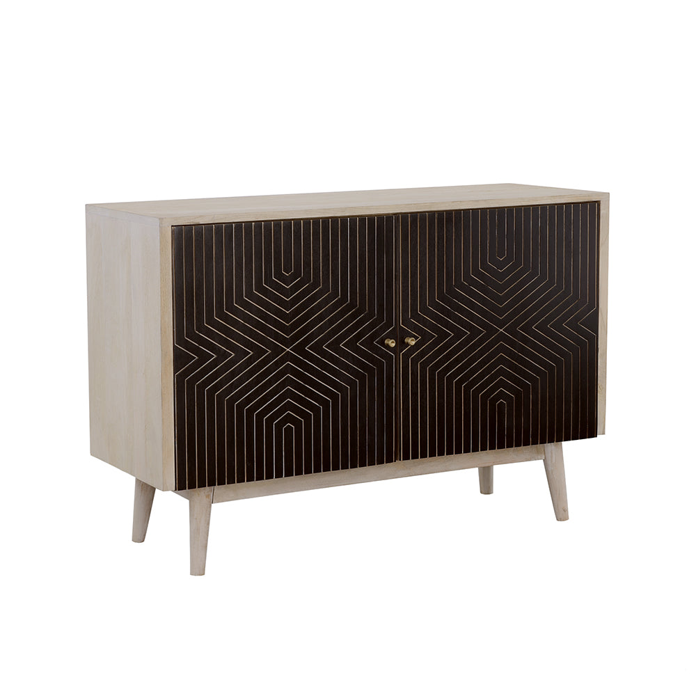 Ixora White Washed and Black 2-Door Wood Accent Cabinet