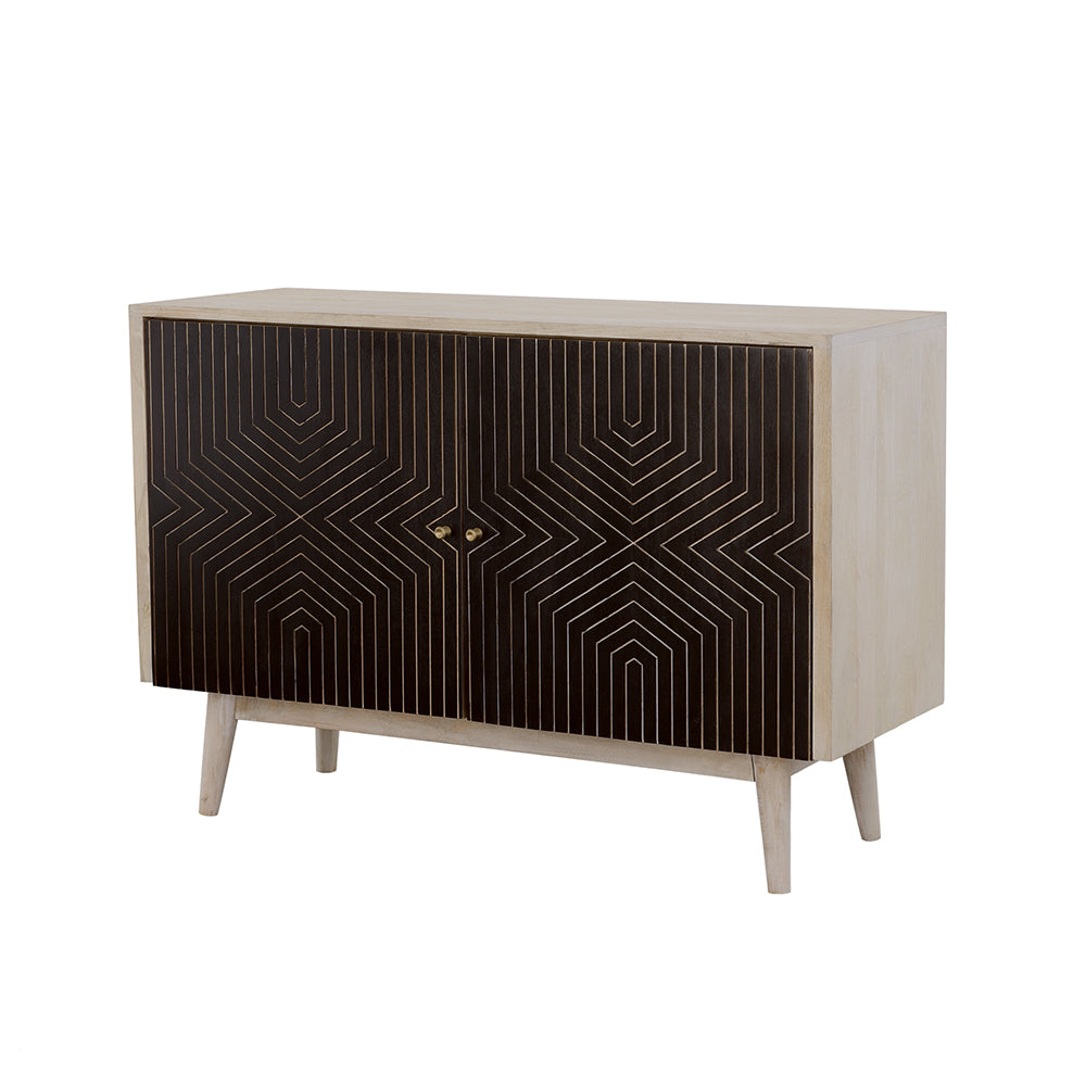 Ixora White Washed and Black 2-Door Wood Accent Cabinet