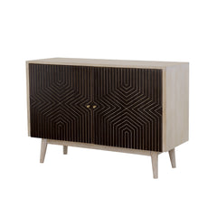 Ixora White Washed and Black 2-Door Wood Accent Cabinet