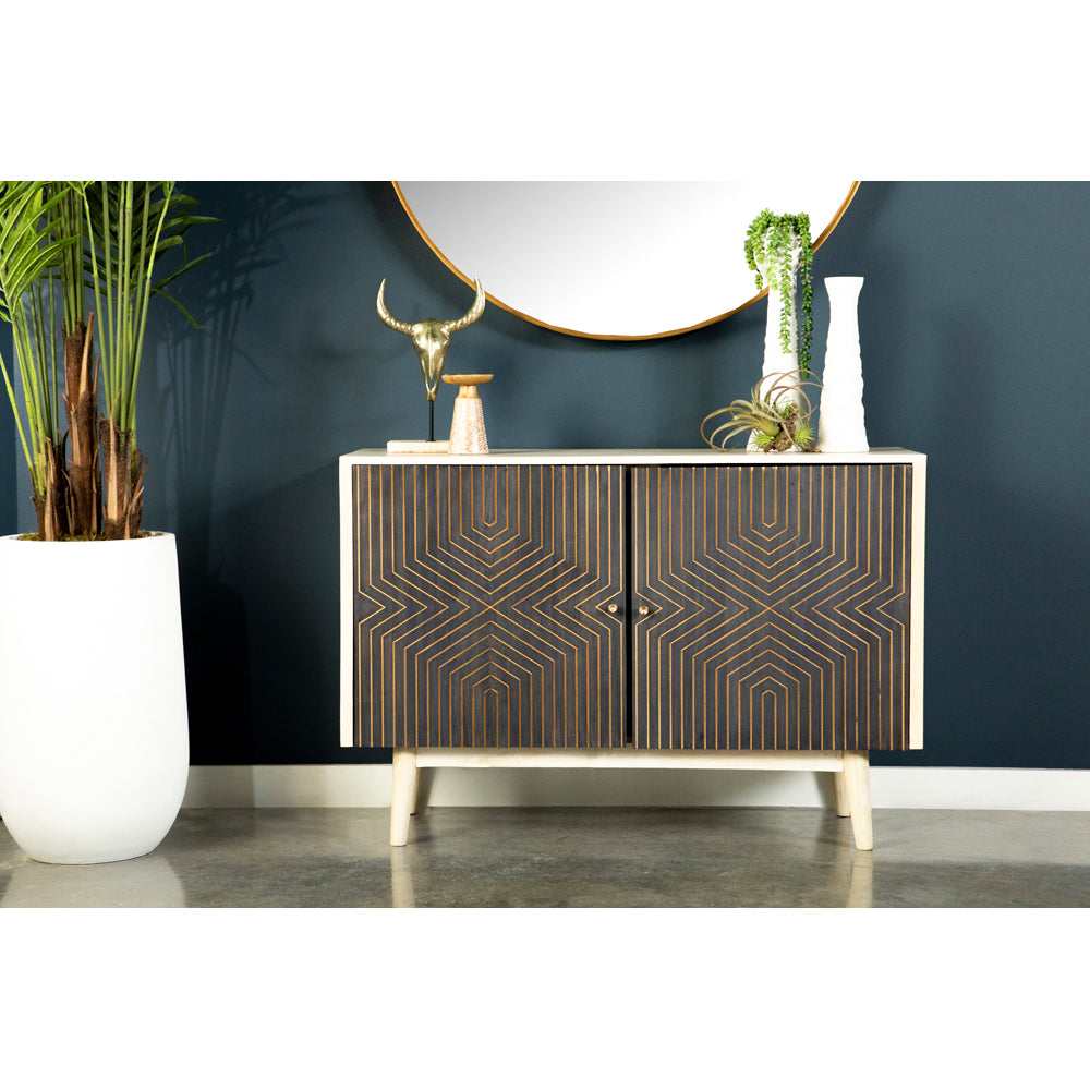 Ixora White Washed and Black 2-Door Wood Accent Cabinet
