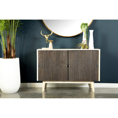 Ixora White Washed and Black 2-Door Wood Accent Cabinet