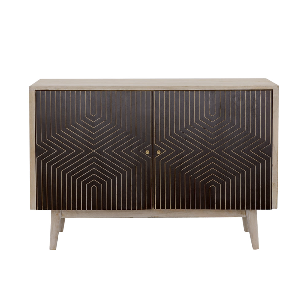 Ixora White Washed and Black 2-Door Wood Accent Cabinet