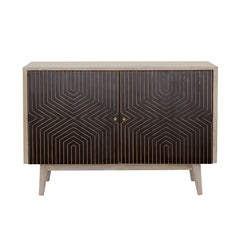 Ixora White Washed and Black 2-Door Wood Accent Cabinet