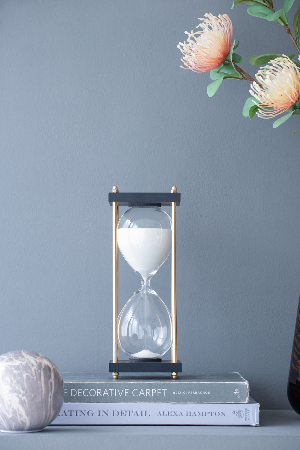 Set of 2, 4x4x9" Hour Glass In Stand (Approx.30Minutes), White